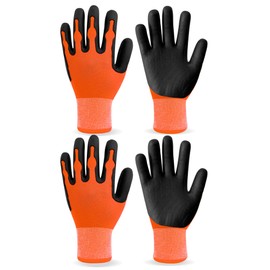 HndToArm Gardening Gloves for Men & Women Ladies, New & Durable TPE Coated for Yard Garden, Outdoor Indoor Protective Work, 2 Pairs (Orange, Medium)