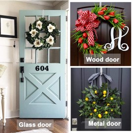 LBSUN Wreath Hanger, Adjustable Over The Door Wreath Hanger from 15 to 25 Inches & Wreath Holder & Wreath Door Hanger for Front Door Decor 20 lbs Larger Christmas Decorations Hook (White)