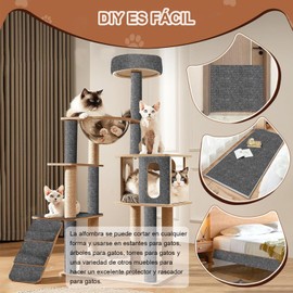 RYEWGRV 4 Piezas Rascadores para Gato, Protector de Sillones para Gatos, DIY Alfombrilla Rascador para Gatos Autoadhesivo, Alfombra Rascadores para Gato Recortable, para Proteger Muebles (30x100 cm)