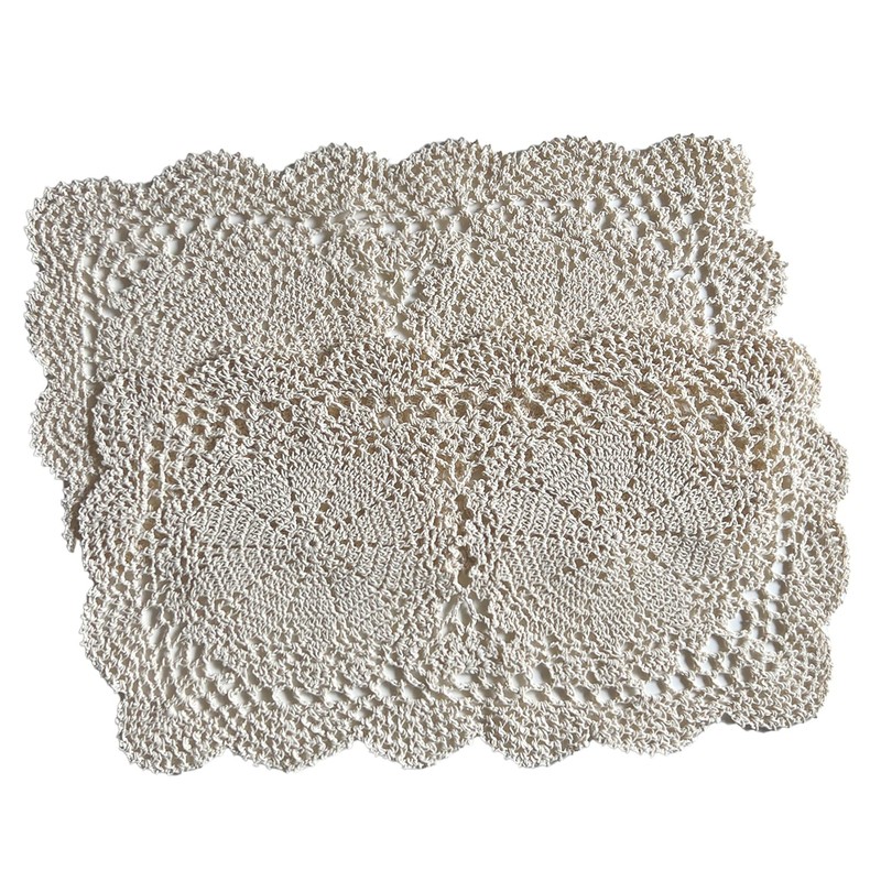 Phantomon Lace Doilies Handmade Crochet Placemats Cotton Doilies Cloth Lace,