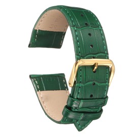 sourcing map Leather Watch Band 24mm Embossed Pattern Cowhide Watch Strap Replacement with Spring Bars for Men and Women, Green Gold