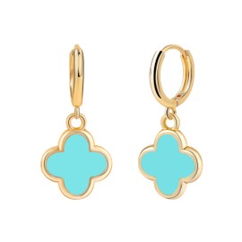 Clover Earrings for Women Four Leaf Drop Dangle Earring 4Leaf Clover Gold Hypoallergenic lightweight Lucky Mother Gifts Birthday Christmas Anniversary Simple Jewelry -Gold/Blue Earring