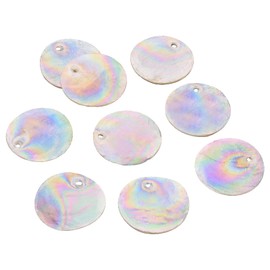 SUNNYCLUE 1 Box 40Pcs Shell Charms AB Color Flat Round Natural Capiz Seashell Pendants Electroplate Disc Coin Beads Ocean Beach Hawaii Style for Jewelry Making Charms DIY Bracelets Findings, 25MM