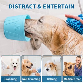Dog Lick Bowl, Bestalk Anxiety Relief Slow Feeder Dog Lick Mat Treat Dispenser, Non-Slip Dog Licking Bowl Dog Enrichment Toys for Small Medium and Large Breed Dogs, BPA Free Silicone(Teal,M-L)