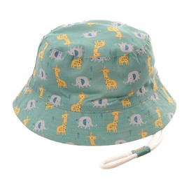 Ziggle Baby Sun Hat, Toddler Sun Hat, Summer Bucket Hat with Chin Strap, Giraffe and Elephant (1-3 Years)
