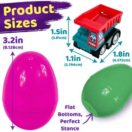 Stargo 8 Pack Colorful Prefilled Easter Eggs with Toys - Construction Engineering Vehicles, Pull-Back Cars, Bright Plastic Easter Eggs Filled, Basket Fillers Egg Hunts, Party Favors, Boys Goodie Bags