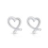 DTPSilver - 925 Sterling Silver Heart Studs Earrings
