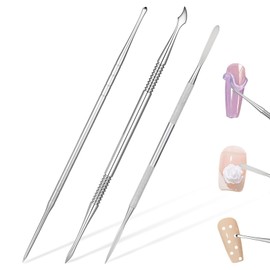 3 Pcs Nail Art Sculpture Pen, Stainless Steel Dual-Head 3D Sculpting Gel Nails Art Design Tool Gel Pen Dotting Tool Polymer Clay Tools Nail Accessories for Salon Home DIY