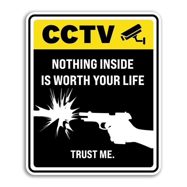 2 x 20cm Tall Funny CCTV Sign Vinyl Stickers -