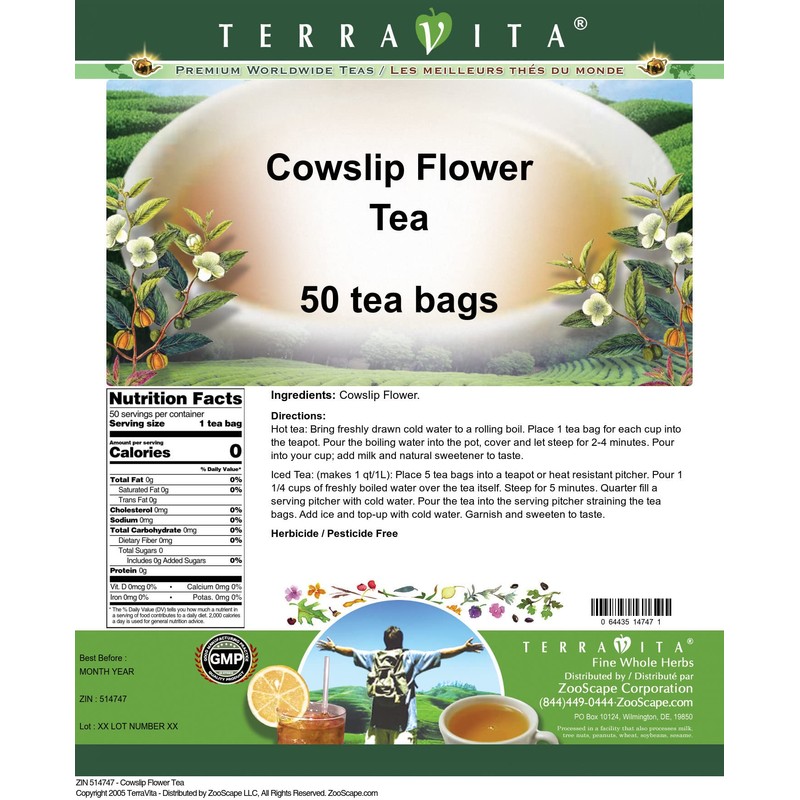 Cowslip Flower Tea (50 tea bags, ZIN: 514747)