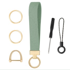 AstraGlam 5-in-1 Keychain Set with D-Ring and 2 Keyrings, Wavy Pattern Keychain for Car Keys, Cute Wrist Lanyard for Women Men, Stylish Gift for Everyday Use