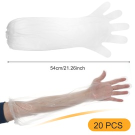 Gjinxi Long Disposable Cleaning Gloves, 20PCS 21 inch Waterproof Elbow Length Disposable Gloves, Lightweight Cleaning Glove for Household Duties, Kitchen, Dishwashing, Gardening
