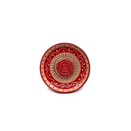 Kaladia Ceramic Grating Plate/Ceramic Slicer, Ideal for Ginger, Parmesan, etc., Design: Red/Light Brown, Diameter: 12 cm, Handmade and Hand-Painted in Spain