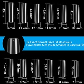 woshilaoDS Pack of 240 Clear Artificial Nails, False Nail Tips, Extra Long Full Cover Press On Nails, Ballerina Nail Tips, French Nail Tips, Full Cover for Manicure
