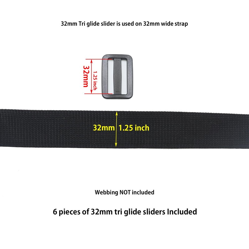 Ahijklmn Tri Glide Slides Plastic Adjustable Webbing Bar Slide Strap