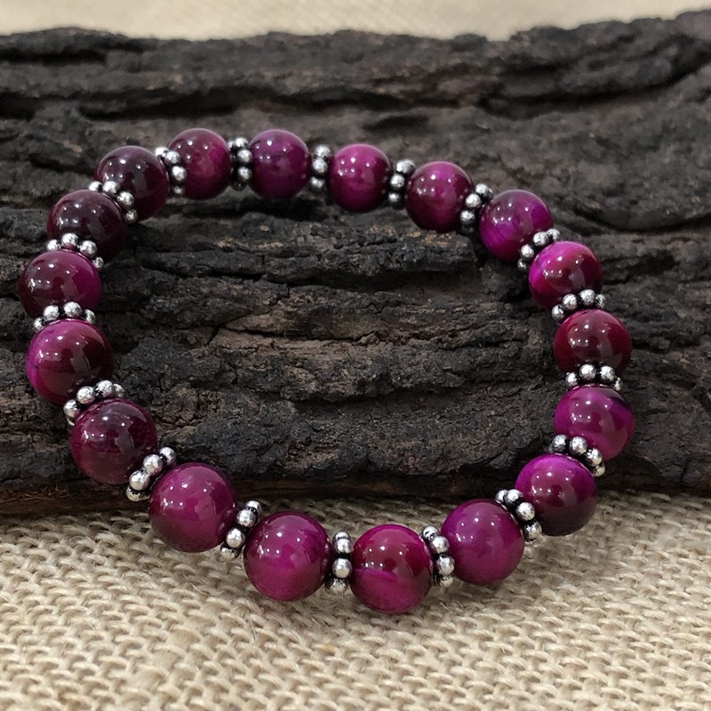 SHNAYA JEWELS AAA Natural PINK STAR TIGER EYE Gemstone 8mm