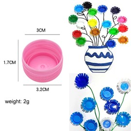 Bottle Caps, 50Pcs Plastic Bottle Caps for Crafts, Bottle's Cap for DIY Development Imagination Intelligence, Bottles Lid Top, Plastic Screw Cap for PET Alcohol Drink Soda Bottles