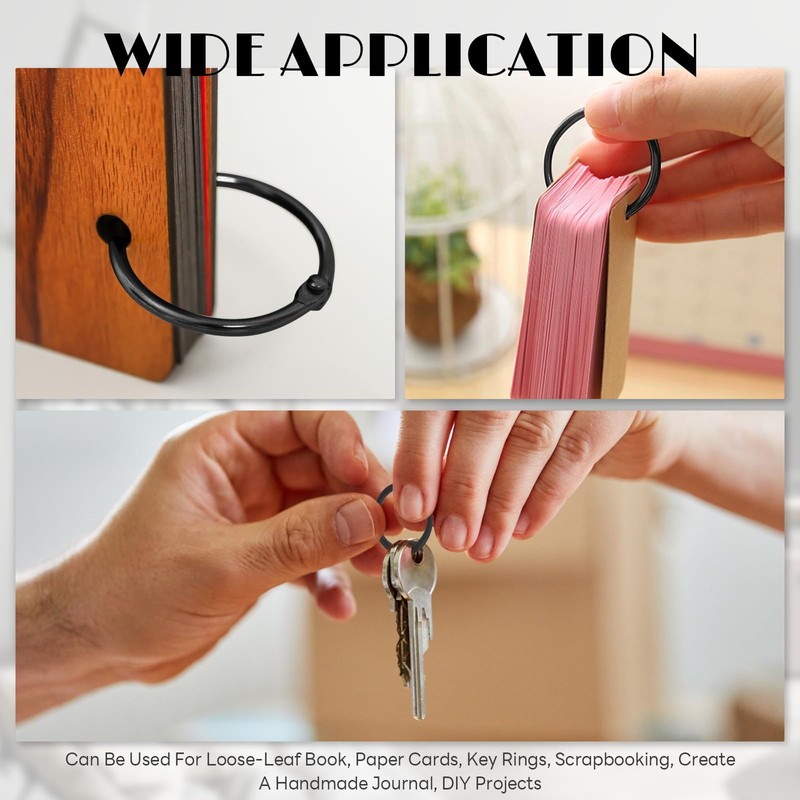 LOUZAGO 100 Pack 3/4 Inch Binder Rings, Black Book Rings