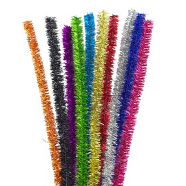 Crafty Capers Multicoloured Tinsel | 10 Extra Long Pipecleaners | 50cm Long | 9mm Wide