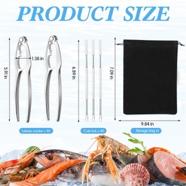 81 Pcs Seafood Tools Set Including Lobster Crackers, Stainless Steel Seafood Forks and Storage Bag, Nut Cracker Set Lobster Crackers Opener Shellfish for Kitchen Seafood Party Supplies