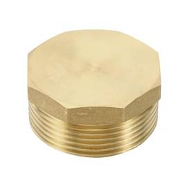 PATIKIL G1-1/2 Brass Pipe Plug, 1pcs Male External Thread Hex Garden Hose End Cap Pipe Plug Pipe Fitting for Oil Water Hydraulic Pipeline