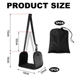 Foot Hammock for Flight,Leg Hammock for Flight Airplane Foot Rest Adjustable Foot Hammock Plane Foot Hammock Drawstring Bag with Support Panel Suitable for Travel, Train, Office and Home (Black)