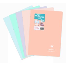 Clairefontaine Koverbook Blush 971471C Stapled Cover Polypropylene Two-Tone Opaque 21 x 29.7 cm 48 Sheets French Ruling Assorted Colours Pack of 1