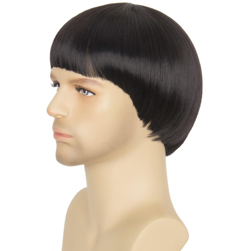 60s 70s Retro Black Bowl Cut Wig for Men Funny