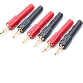 2mm Banana Male Pluge to 4mm Female Socket Probe Connectors Black + Red - (6 Pcs)