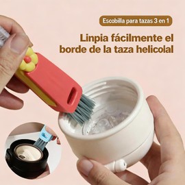 Genérico Cepillo de Limpieza 3 en 1 para Tapas de Tazas y Botellas, Cepillo Multifuncional Portátil para Ranuras y Espacios Reducidos, Limpiador para Vasos y Accesorios de Cocina (3 Piezas)