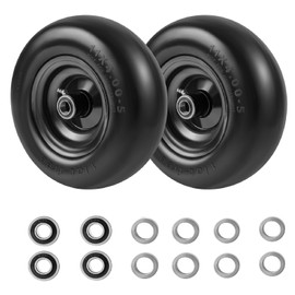 11x4.00-5" Lawn Mower Tire on Wheel Flat Free 2 PCS, 3/4" or 5/8" Bearing, Solid Mower Wheel for Residential and Commercial 3.4"-5" Centered Hub, Zero Turn Mower Front Tires