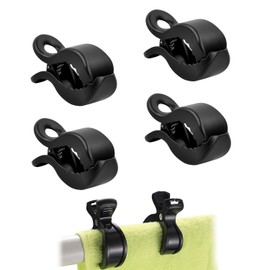 Pack of 4 Pram Clips, Clip for Attaching Toys, Pram Clips, Pram Accessories, for Attaching Muslin Blankets, Covers, Nursing Cover or Baby Toys (Black)