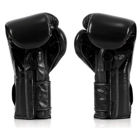 Fairtex BGV9 Mexican Style Black Muay Thai Boxing Glove - Heavy Hitter - Size: 16 oz, Color: Black