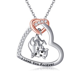 JERWLI 925 Sterling Silver Animal Pendant Necklace, Cute Animal Jewelry Gift for Women and Girls, Sterling silver, Zirconia gemstone