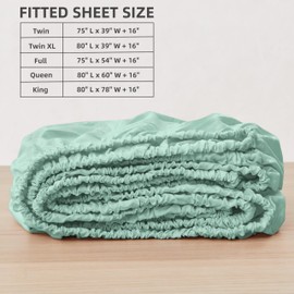HBHLFZ Twin Fitted Sheet Only, Soft Breathable Bottom Sheet - 39"x75" Deep Pockets Twin Size Fitted Sheet - All Around Stretch Fit, Wrinkle Resistant, Colorfast - Easy Care, Green