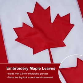SYII Canada Flag 4x6 Ft Outdoor, Embroidered Canadian CAN Flags with 2 Brass Grommet and Sewn Stripes, Heavy Duty 210D Polyester