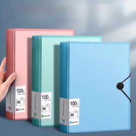 JDSI A4 100 Pockets 200/Sides Display Book Paper Document Holder, Expanding File Folder A4 Letter Size Organizer (100 Pockets Light Green)