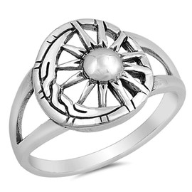 Sun Moon Universe Amazing Detail Ring New .925 Sterling Silver Band Size 6