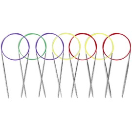 Reessy Circular Knitting Needles Set – 7 Sizes (2.75–5.0mm), 40" Fixed Cables – Stainless Steel Knitting Needles for Beginners & Pros, Color-Coded Knitting Tools for Yarn Projects
