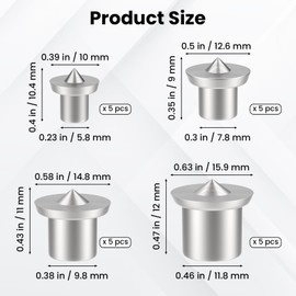 ZIUZI 20Pcs Dowel and Tenon Center Transfer Plugs, Solid Dowel Pin Centers Drilling Hole Tool Set for Woodworking ( 4 Sizes, 1/4" 5/16" 3/8" 1/2" )