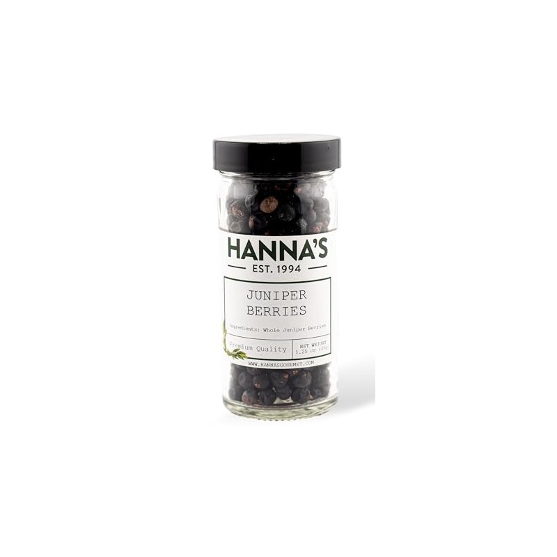 Hanna's Juniper Berries, Premium Quality, 4 fl oz Glass Jar