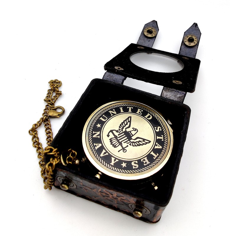 5MOONSUN5's US Navy Engraved Brass Military Compass Nautical Marine Gift