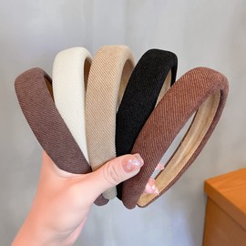 FXBLING Headbands for Women Head Bands - Hair Accessories Sponge Padded Cute Beauty Fashion Cloth Hairbands Girls Vintage Head Hair Bands Boho Wide Band (Brown)