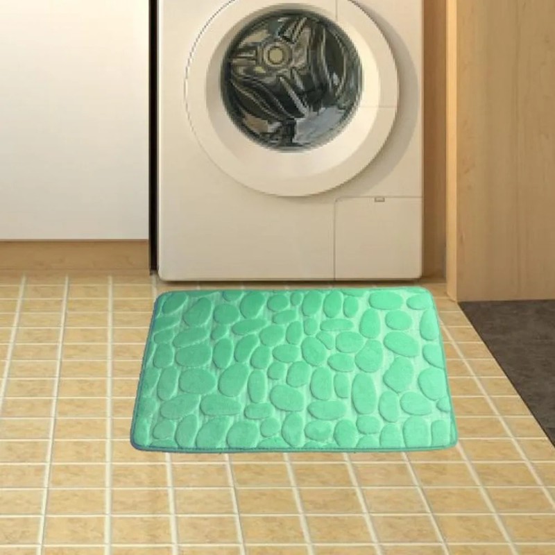 Microfiber Bath Mat for Bathroom – Water-Absorbing Cobblestone Embossed Design