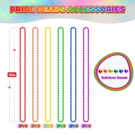 SHAOQINLIN 12 PCS Pride Beads Necklaces, Pride Necklace Accessories, Rainbow Beads Necklaces Bulk, Gay Lesbian Pride Month Parade Throws Pride Party Favors in 6 Colors