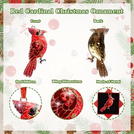 JUESMOS Metal Red Cardinal Christmas Ornaments 2024 Bird Ornaments for Christmas Tree Decorations Christmas Red Cardinal Keepsake Gifts for Women Girls Sister Red Cardinal Ornaments