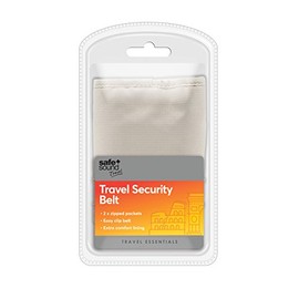 Safe & Sound Travel Security with Adjustable Strap and Two Large Zippered Compartments for Valueables Money Belt, 20 cm, White