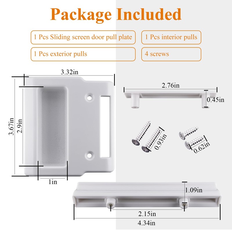 White Screen Hardware Kit for Andersen Doors, Fits Andersen A-Series