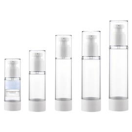 Pack of 5 Airless Pump Dispenser Cream Dispenser 15 ml/30 ml/50 ml/80 ml/100 ml Pump Bottle, Travel Bottles for Filling, Cosmetic Bottles for Filling Empty Lotion Pump Bottle for Travel Home Use