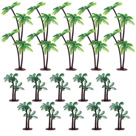 CONNECTION Pack of 20 Miniature Palm Tree Model Coconut Palm Trees Decoration 14/8.5 cm Mini Palm Tree Coconut Plastic Model Trees Miniature Palm Tree Plastic for DIY Landscape Garden Decoration